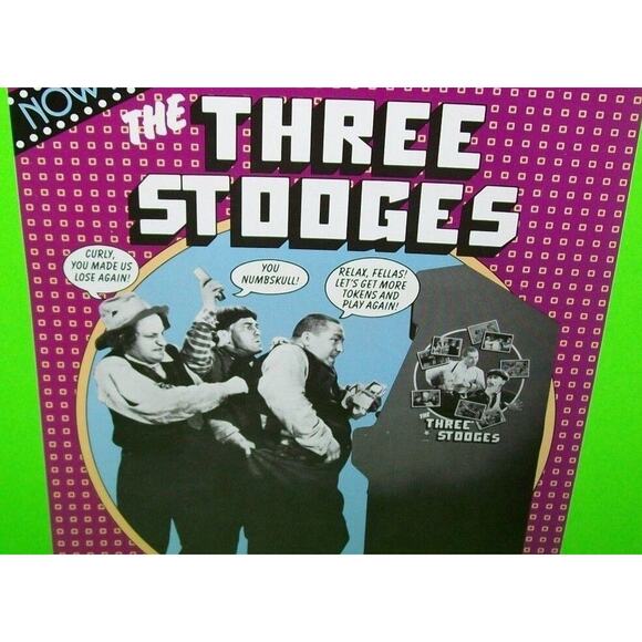 The Three Stooges Arcade FLYER Original 1984 Moe Larry Curly Game Art Print - Picture 6 of 6